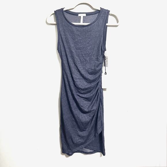 Leith Crewneck Sleeveless Bodycon Short Dress Casual Blue Gray Womens XS - Picture 3 of 5